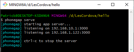 phonegap serve